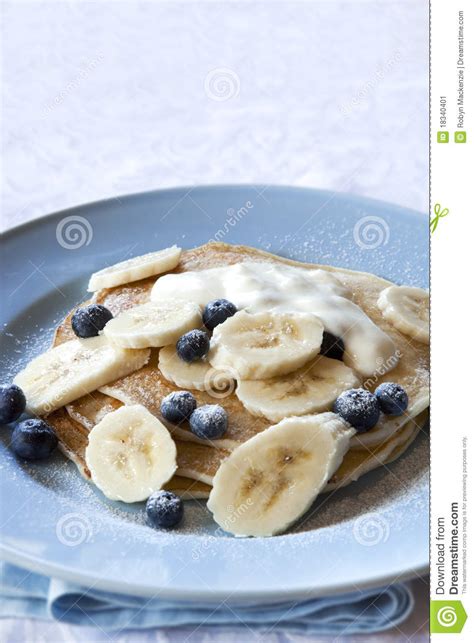 Banana And Blueberry Pancakes Stock Image Image Of Photograph Berry
