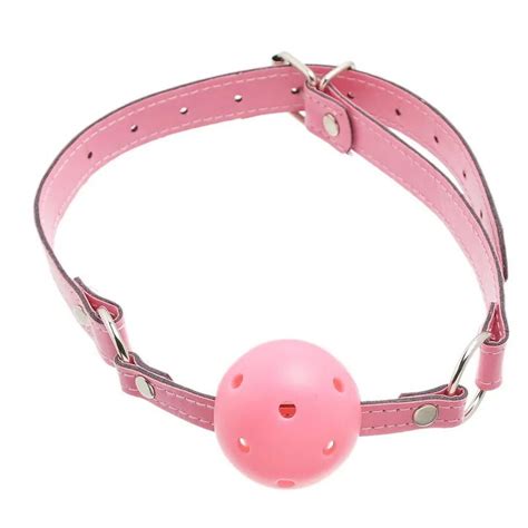 Pink BDSM Mouth Ball Gag PU Leather Mouth Gag Oral Fixation Stuffed