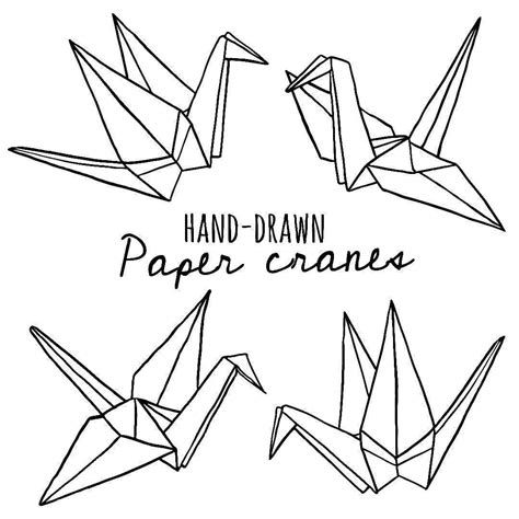 Origami Crane Colouring Pages Sketch Coloring Page