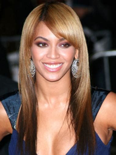 Beyonce Knowles Long Layered Straight Full Lace100 Human Hair Wig With