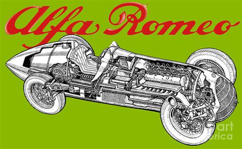 Alfa Romeo Tipo Alfetta Cutaway Automotive Art Drawing By