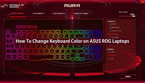I'm only asking because the user manual (taken from this asus support page) changing backlit keyboard color in asus laptops can be done using the aura app. How To Change Keyboard Color on ASUS ROG Laptops - My ...