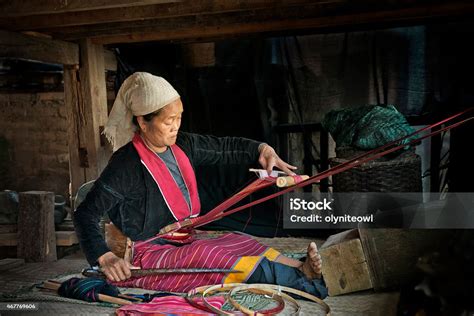 Ethnic Palaung Woman Weaving Cotton Fabric Stock Photo Download Image