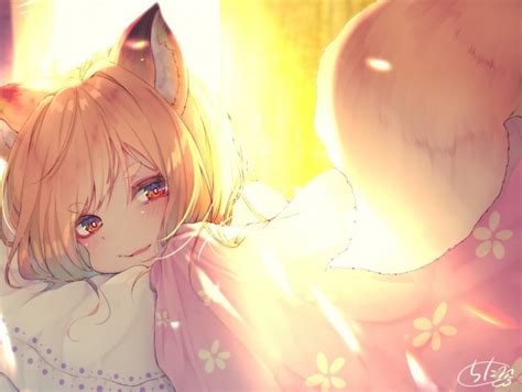 Wallpaper Anime Fox Girl Loli Animal Ears Fox Tail