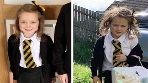 this girl s viral before and after photo from the first day of school is hilarious