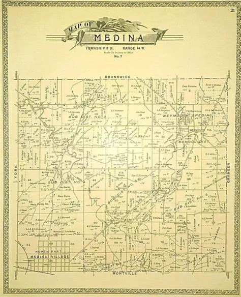 Old Antique 1897 Plat Map ~ Liverpool Twp Medina Co Ohio ~ Free Sandh