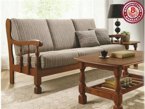 Sofa, bed, dining table, almirah … Sofa Wooden Wooden Sofa Set Winster 3 1 Seater line in 2020 | Wooden sofa set, Wooden sofa set ...