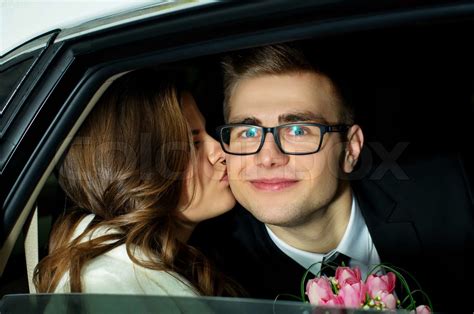 A Young Couple Kissing Stock Image Colourbox