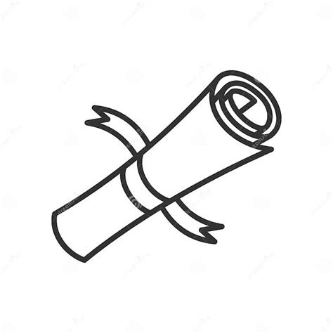 Diploma Scroll Outline Flat Icon On White Stock Vector Illustration