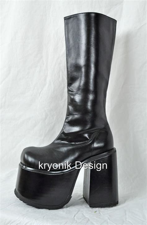 demonia chopper 100 goth gothic punk platform black knee high boots women s 6 14 ebay