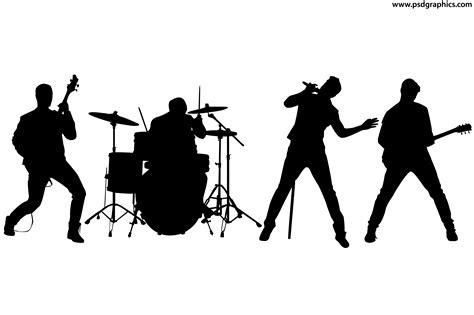 Rock Band Silhouette Musical Ensemble Band Png Download 50003333