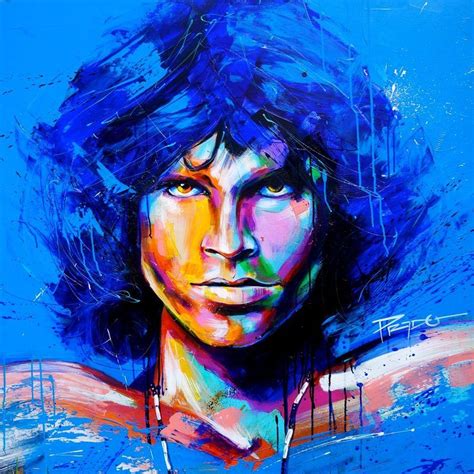 Jim Morrison In Blue By Hector Prado Acrylic Painting On Canvas