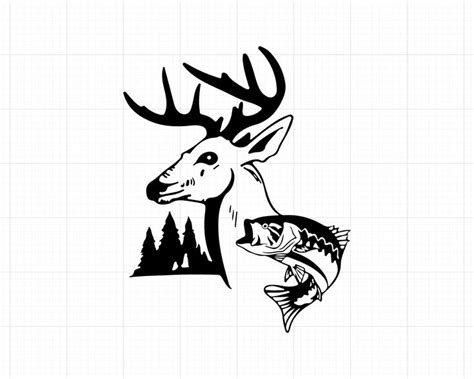 Fishing Svg Hunting Svg Hunt And Fish Svg Deer Horns And Hooks Hunt