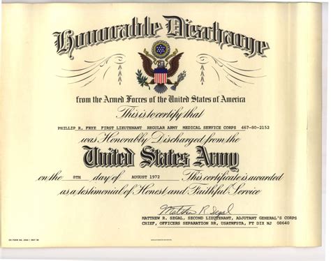 Phyllis Fryes Honorable Discharge Certificate From The United States