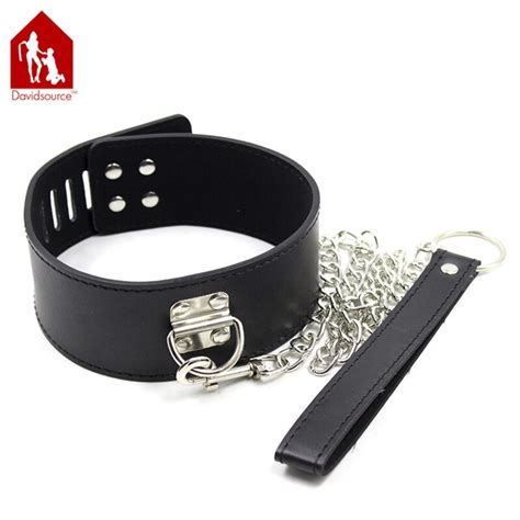 Davidsource General Leather Strap Collar With Metel Pulling Chain Pup