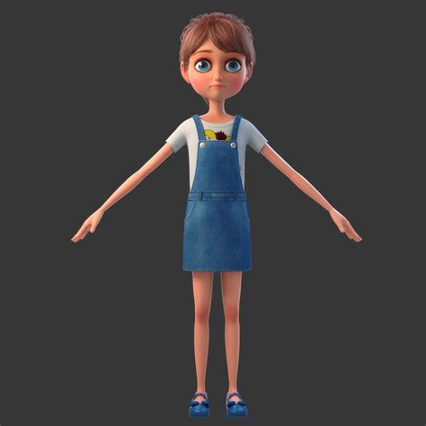 3d Model Of Cartoon Girl Rigged Girl Cartoon Character Design Disney Model