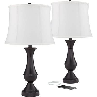 Regency Hill Traditional Table Lamps High Set Of With Usb Port