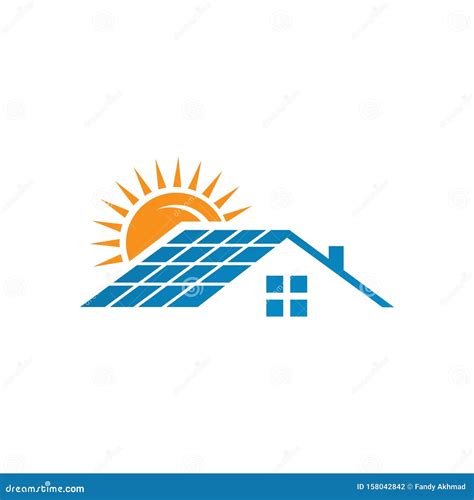 Casa De Logotipo De Paneles Solares Y Plantilla Solar Ilustración Del