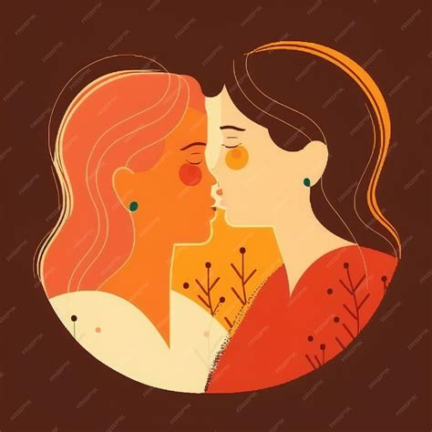 premium ai image generative ai lgbt couple kissing in an illustration composed of many flat colors