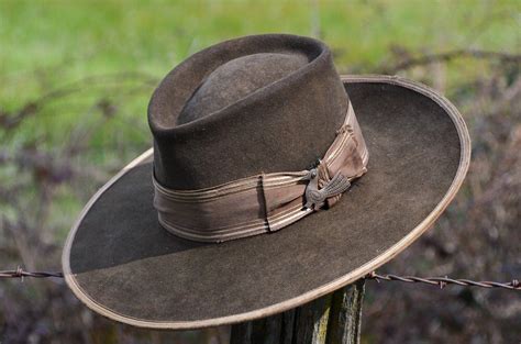 1940s Wide Brim Western Hat Distressed Brown Fur Felt W Wide Etsy Uk