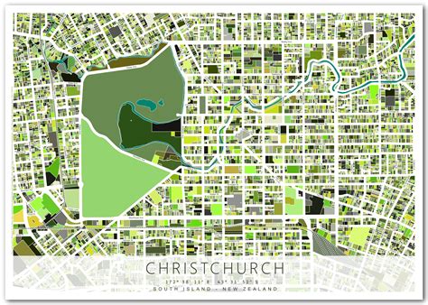 Christchurch New Zealand Modern Map Christchurch Modern Map Map