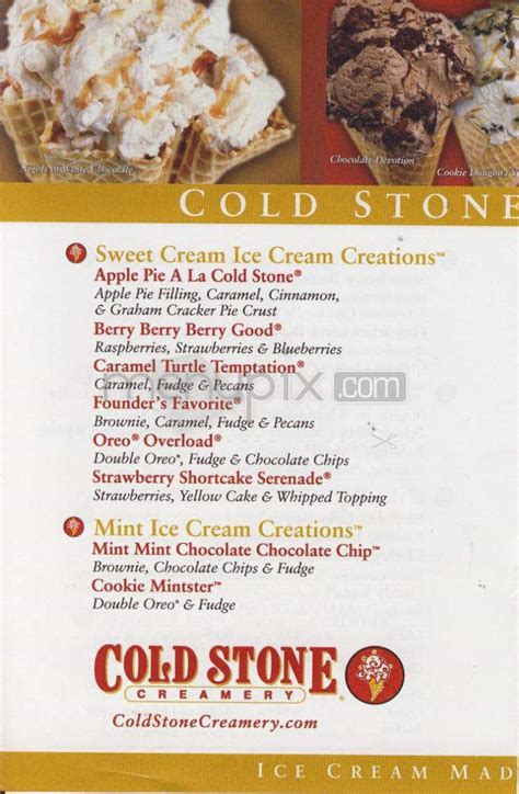 Online Menu Of Cold Stone Creamery Temple Tx