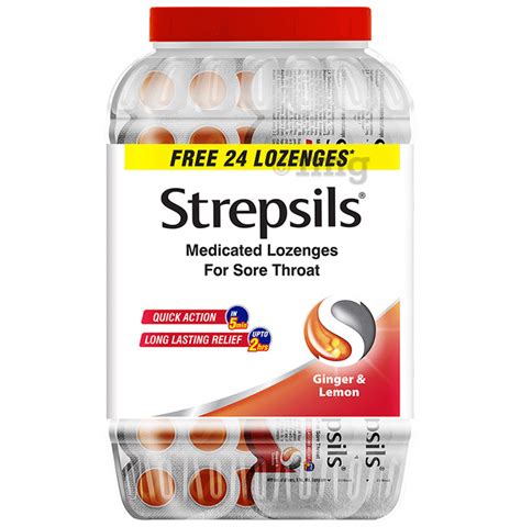 Strepsils Medicated Throat Lozenges For Sore Throat Flavour Ginger Lemon Buy Jar Of