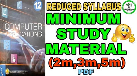 Th Computer Applications Reduced Syllabus Minimum Study Material Pdf Benisnous