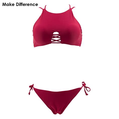 Make Difference Sexy Red Bikinis Sets 2018 Womens Swimwear Swimming