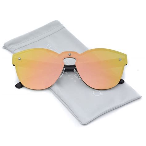 Full Lens Rimless Mirrored Reflective Revo Sunglasses Pink C412o27imct