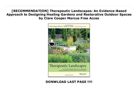 Recommendation Therapeutic Landscapes An Evidence Based Approach