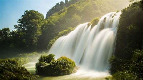 Download 1920x1080 Wallpaper Waterfall River Summer Nature Full Hd