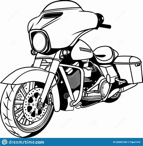 Harley Davidson Motorcycle Black White Vector Stock Vector