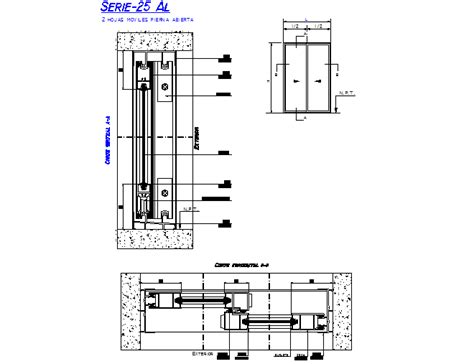 Sliding Door Elevation And Section Detail Dwg File Cadbull