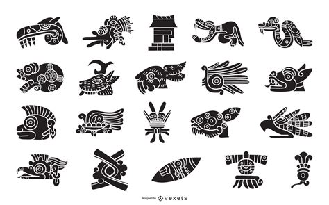 Aztec Elements Silhouette Set Vector Download