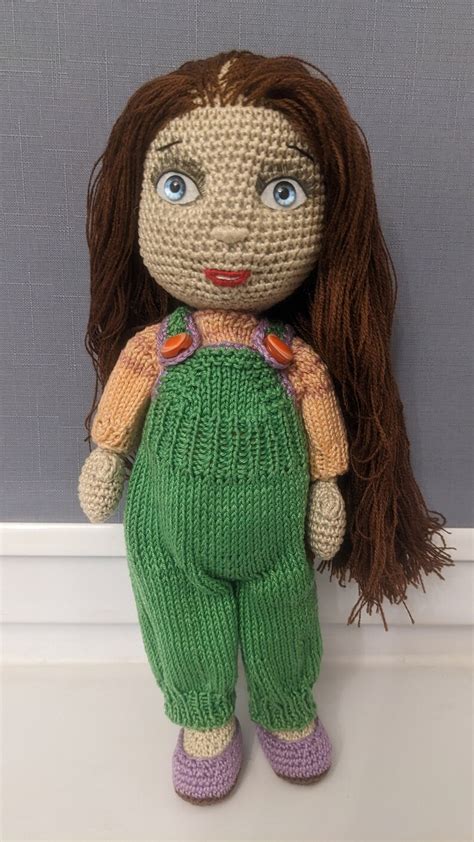 Beautiful Personalized Knitted Doll Betty With Long Hair In One