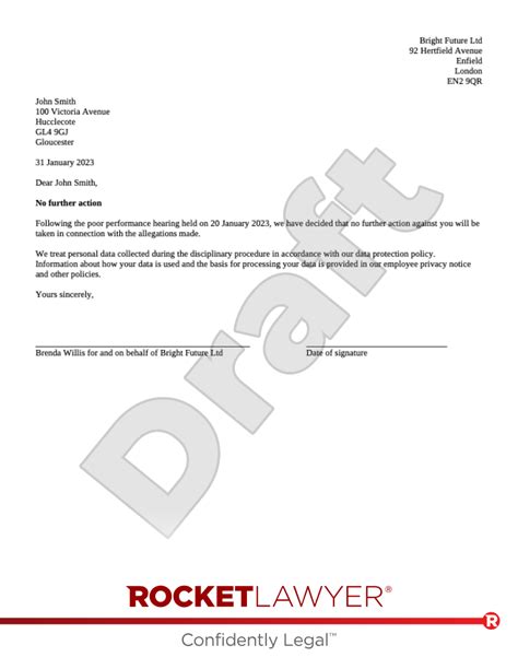 disciplinary outcome letter template and faqs rocket lawyer