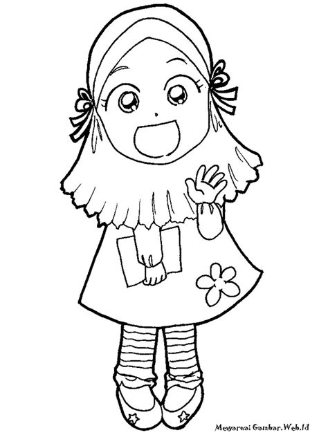 Gambar mewarnai, mewarnai gambar, mewarnai, gambar, sketsa, gambar kartun, kartun lucu, kartun, coloring, coloring page, drawing, tk, paud, sd, anak, children, moslem, muslimah, muslim, islami, asma'ul husna, kaligrafi, tulisan. Mewarnai Gambar Anak Soleha | Mewarnai Gambar