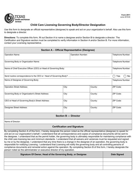 Form 2911 Fill Out Sign Online And Download Fillable Pdf Texas