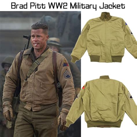 Wardaddy Tanker Ww2 Military Bomber Brad Pitt Fury Jacket Films Jackets