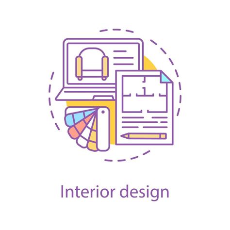 Interior Design Concept Icon Furniture Development Idea Thin Line