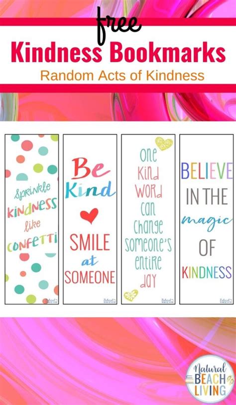 Kindness Bookmarks Printable Bookmarks For Kids Natural Beach Living