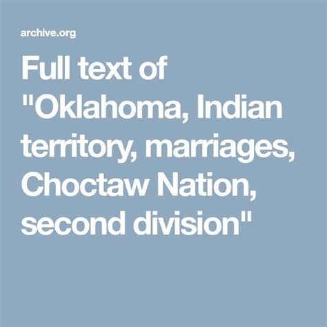 Full Text Of Oklahoma Indian Territory Marriages Choctaw Nation