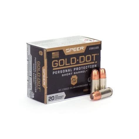 Speer Gold Dot Short Barrel 9mm P 124 Gr Jhp 9mm Ammo For Sale
