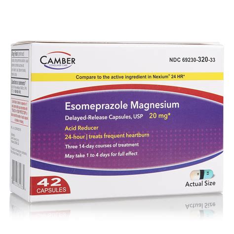 Esomeprazole Magnesium Usp 20 Mg Delayed Release 42 Count Capsules