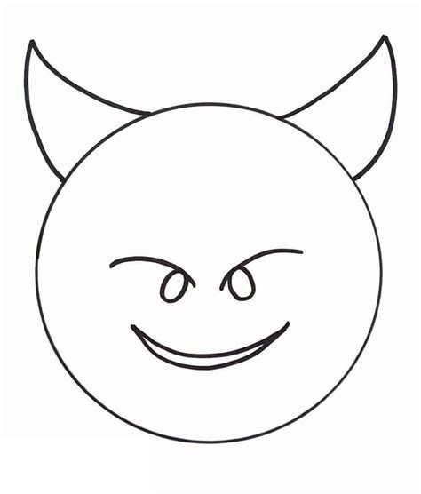 Fise de Colorat cu Față Zâmbitoare Cu Coarne Emoji Descărcați imprimați sau colorați online