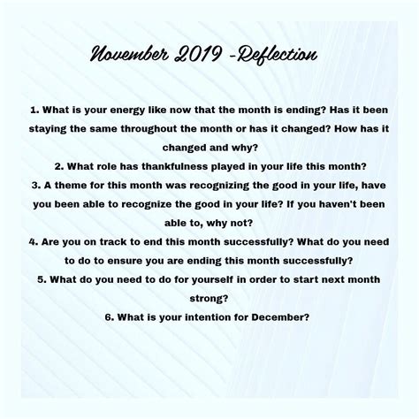 November Reflection Reflection Self Self Care