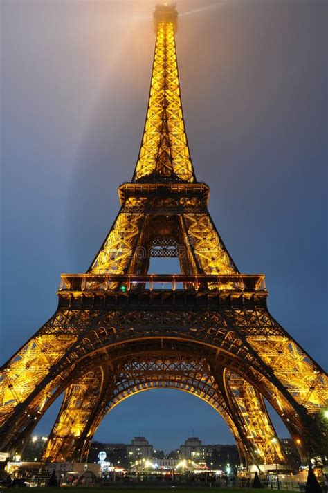 The Eiffel Tower Illuminated Paris France Editorial Photography