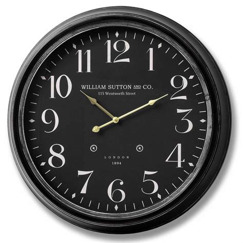 Black Brass Round Wall Clock Clock Homesdirect365