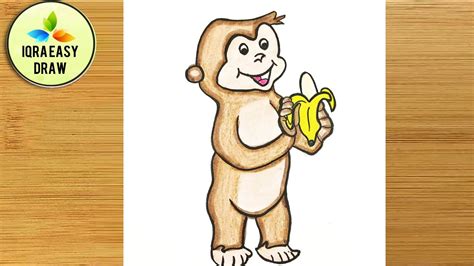 How To Draw A Monkey Eating Banana Step By Step Video Youtube